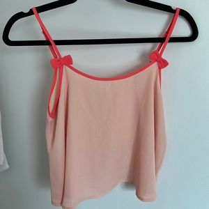 MINE small pink/peach with coral bows cropped tank top